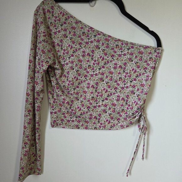 EUX LUSH FLORAL ONE SHOULDER LONGSLEEVE BOHO TOP SIZE L - Picture 4 of 12